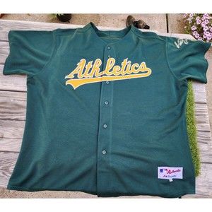 Vintage Mens OAKLAND A's Athletics Jersey Green Size 58 4XL Elephant Sleeve MLB